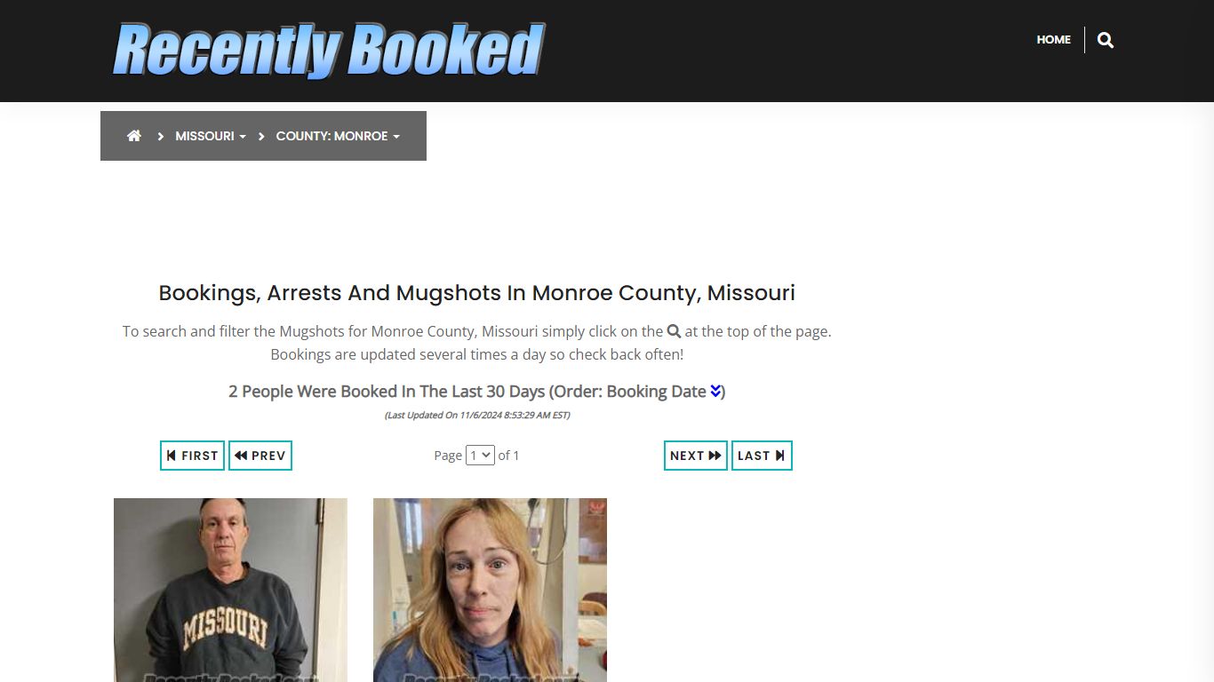 Bookings, Arrests and Mugshots in Monroe County, Missouri - Recently Booked