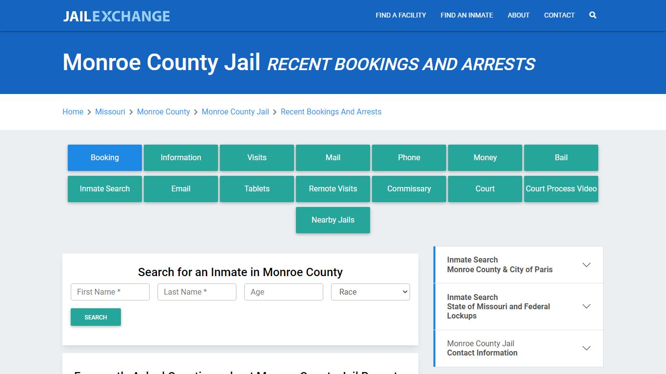 Monroe County Jail MO Recent Arrests and Bookings - Jail Exchange